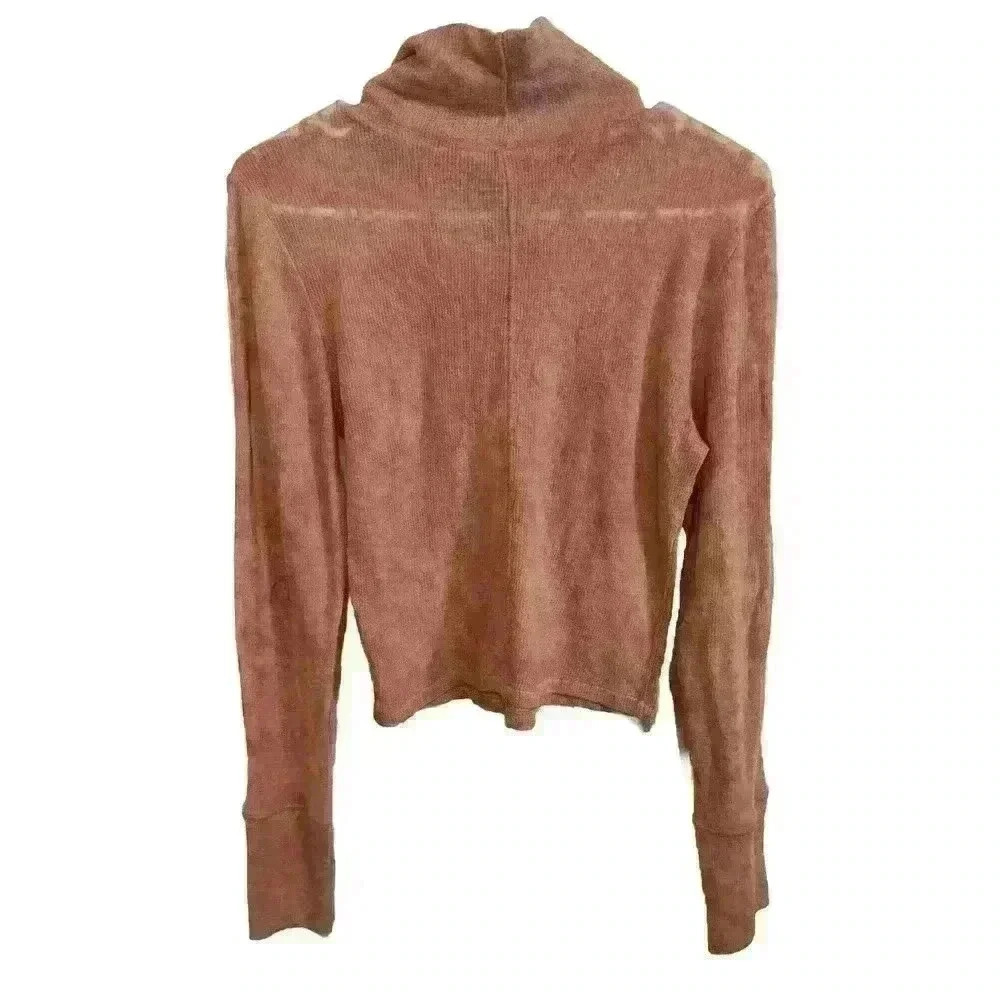 Intimately Free People Cropped Layering Top Large Mock Neck Long Sleeve Sheer - Picture 2 of 9